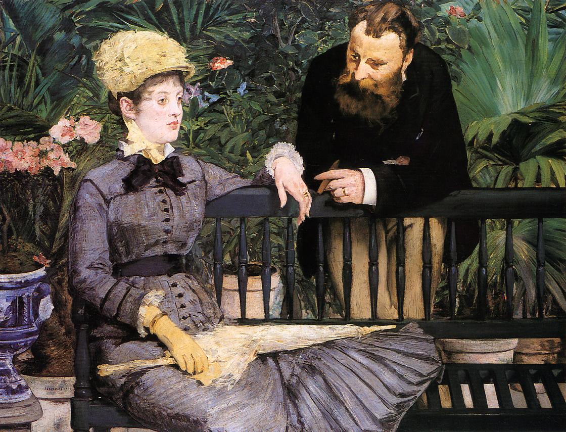 In the Conservatory, vintage artwork by Édouard Manet, 12x8" (A4) Poster