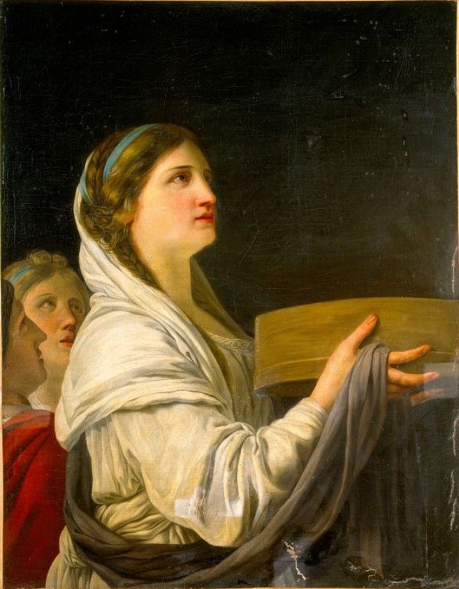 La vestale Tuccia portant le crible, vintage artwork by Joseph-Benoit Suvee, 12x8" (A4) Poster