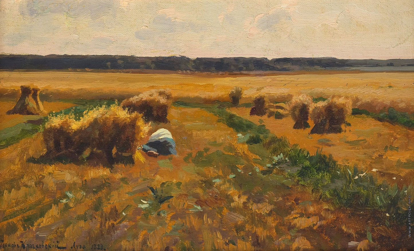 Harvester Resting, vintage artwork by Iosif Krachkovsky, 12x8" (A4) Poster