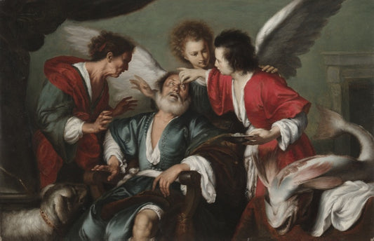 The Healing of Tobit, vintage artwork by Bernardo Strozzi, 12x8" (A4) Poster