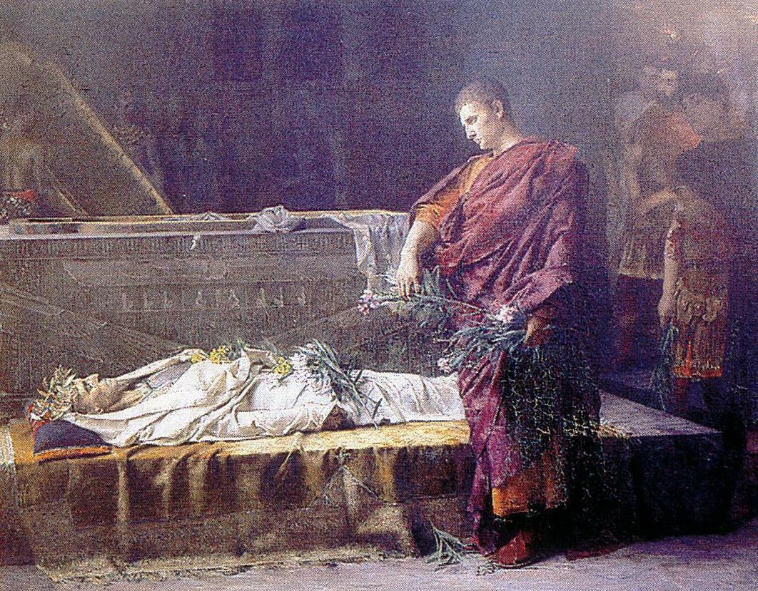 Octave au tombeau d'Alexandre le Grand, vintage artwork by Gustave Courtois, 12x8" (A4) Poster