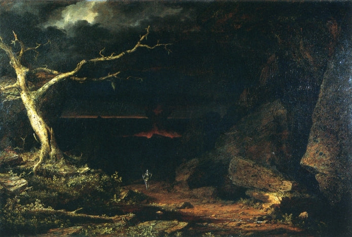 Christian on the Borders of the "Valley of the Shadow of Death," Pilgrim's Progress, vintage artwork by Frederic Edwin Church, 12x8" (A4) Poster