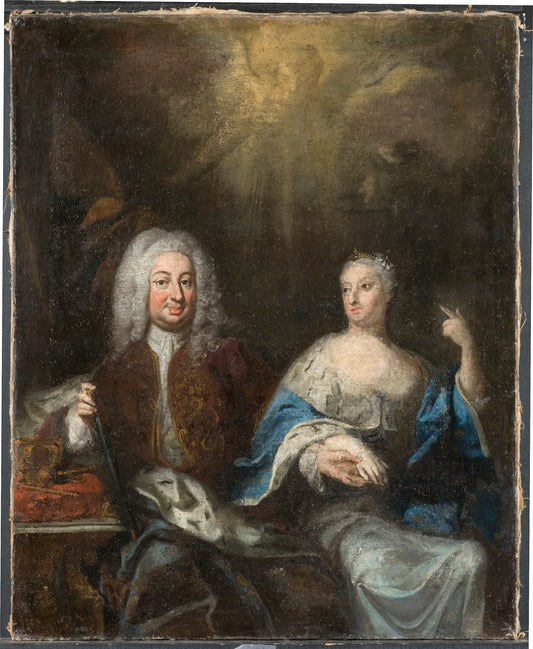 King Fredrik I and Queen Ulrika Eleonora, vintage artwork by George Engelhardt Schroeder, 12x8" (A4) Poster