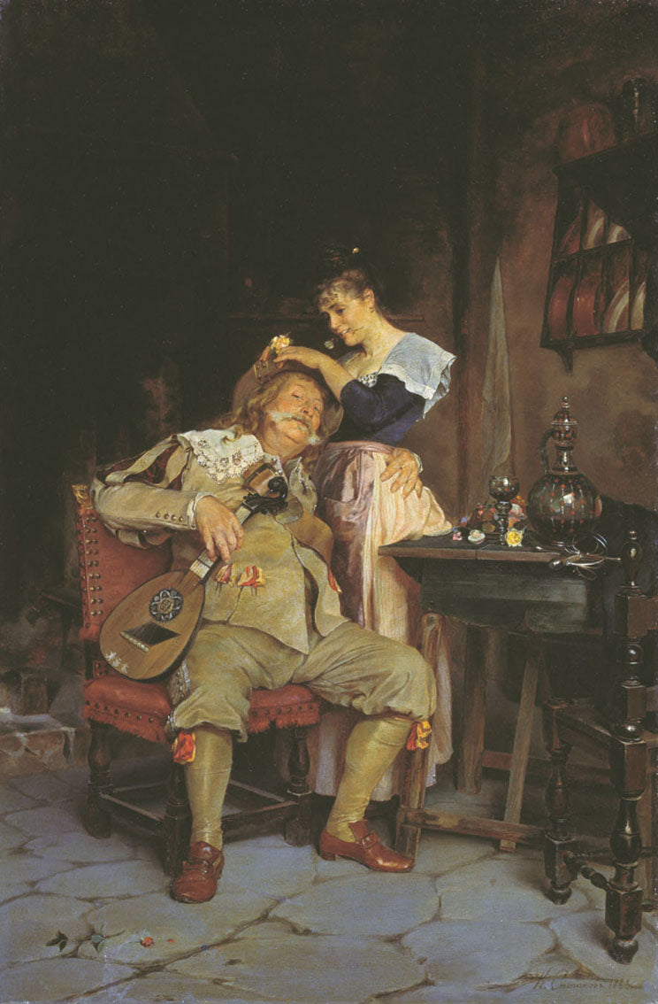 A Grey Beard, but a Lusty Heart, vintage artwork by Klavdy Stepanov, 12x8" (A4) Poster