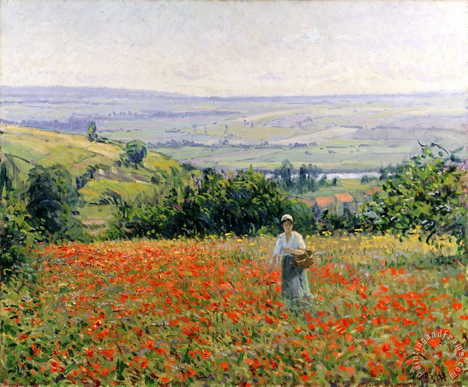 Woman in a Poppy Field by Leon Giran-Max,A3(16x12")Poster