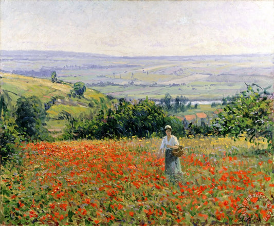 Woman in a Poppy Field by Leon Giran-Max,A3(16x12")Poster