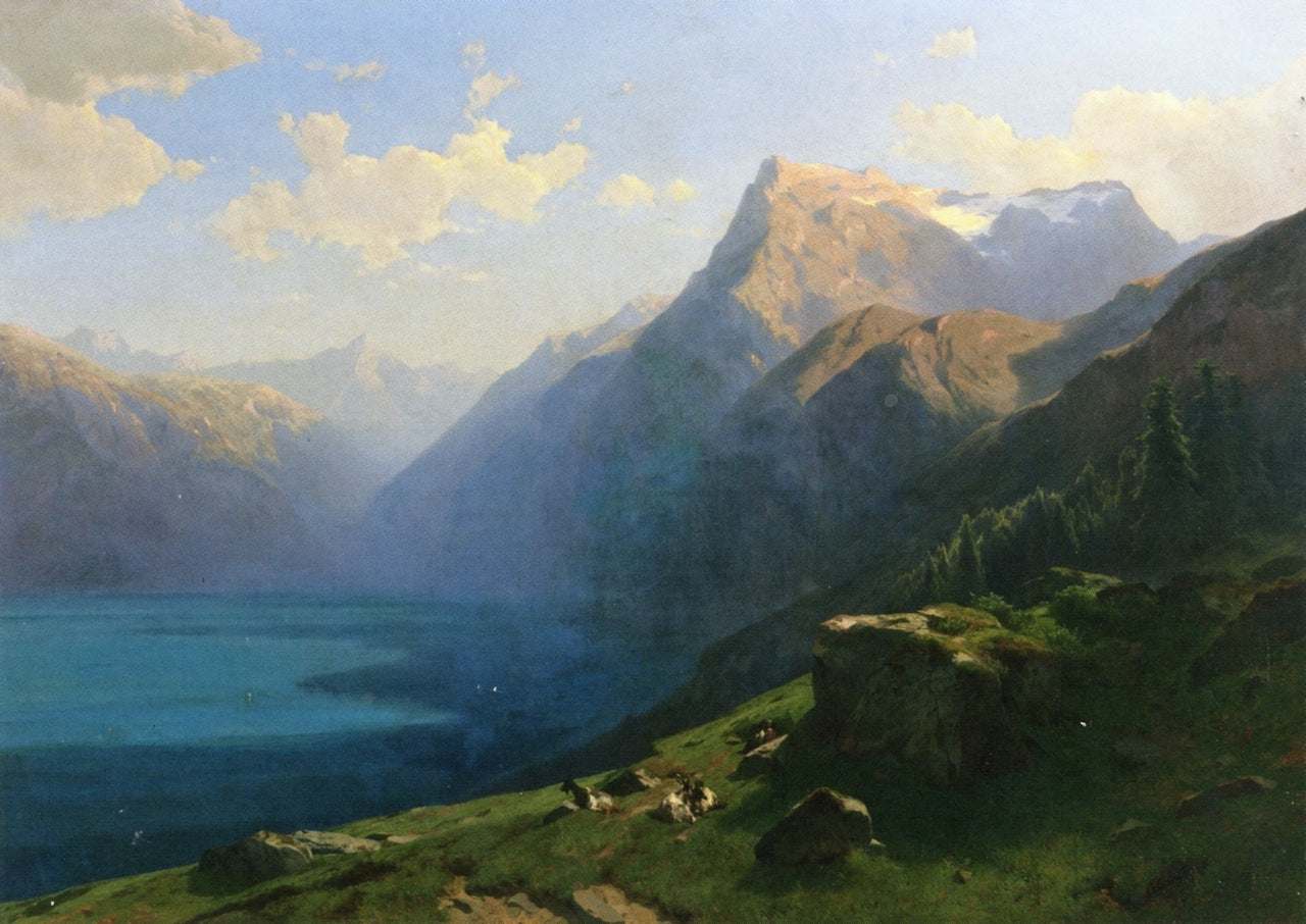View of Lake Lucern from Seelisberg, vintage artwork by Alexandre Calame, A3 (16x12") Poster Print