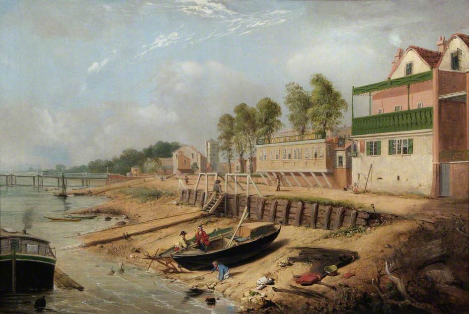 Thames at Putney, London, vintage artwork by William Parrott, A3 (16x12") Poster Print
