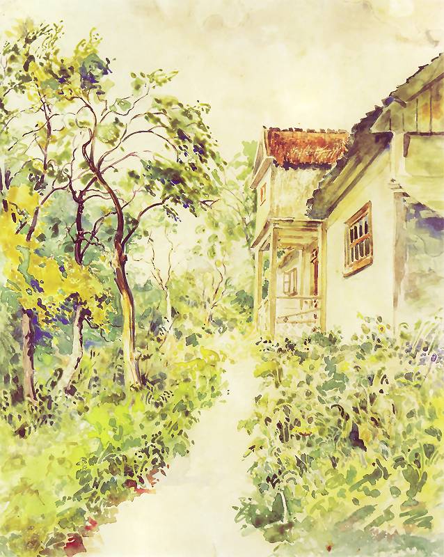 Garden with House by Jozef Mehoffer,A3(16x12")Poster