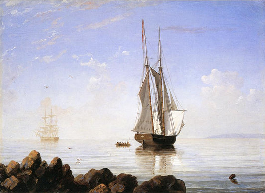 Sunny Morning, Gloucester Harbor, vintage artwork by Fitz Henry Lane, A3 (16x12") Poster Print