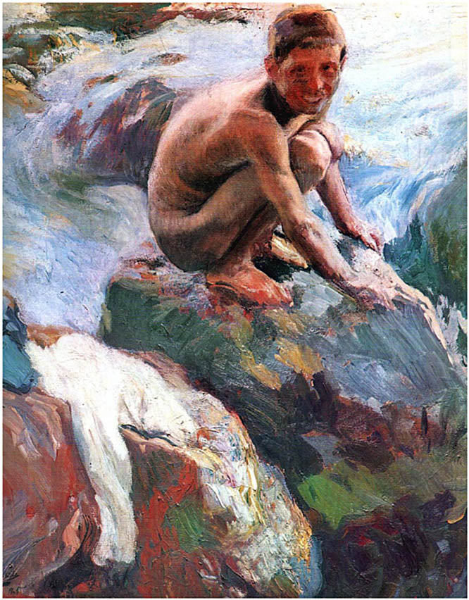 Boy on the Rocks, Javea by Joaquin Sorolla y Bastida,A3(16x12")Poster