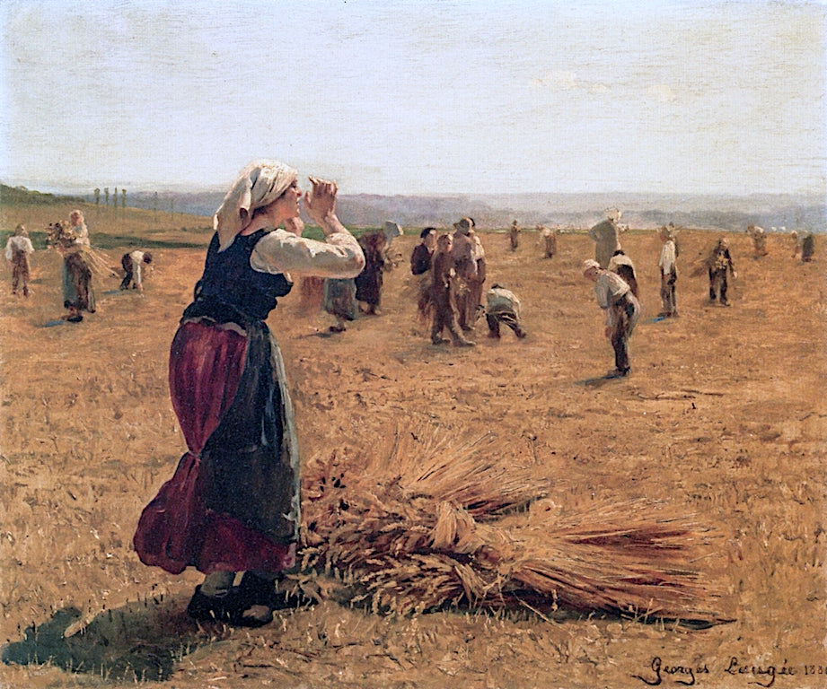 Woman in Wheat Field, vintage artwork by Georges Laugee, 12x8" (A4) Poster