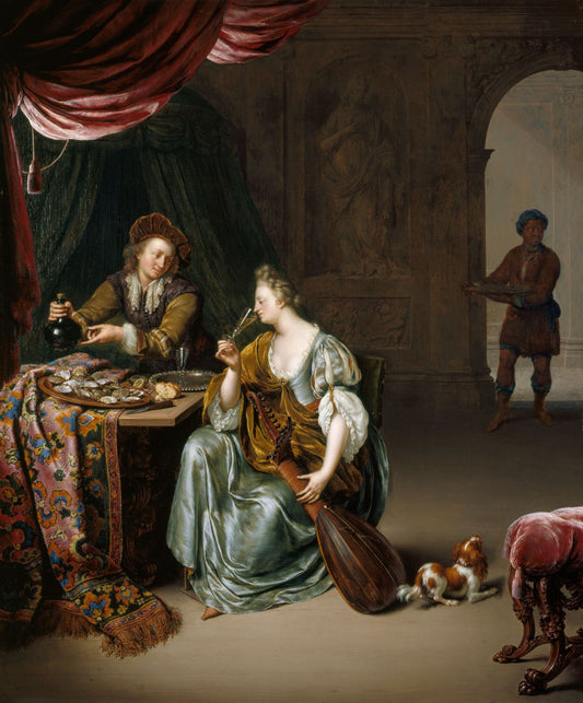 The Neglected Lute, vintage artwork by Willem van Mieris, 12x8" (A4) Poster