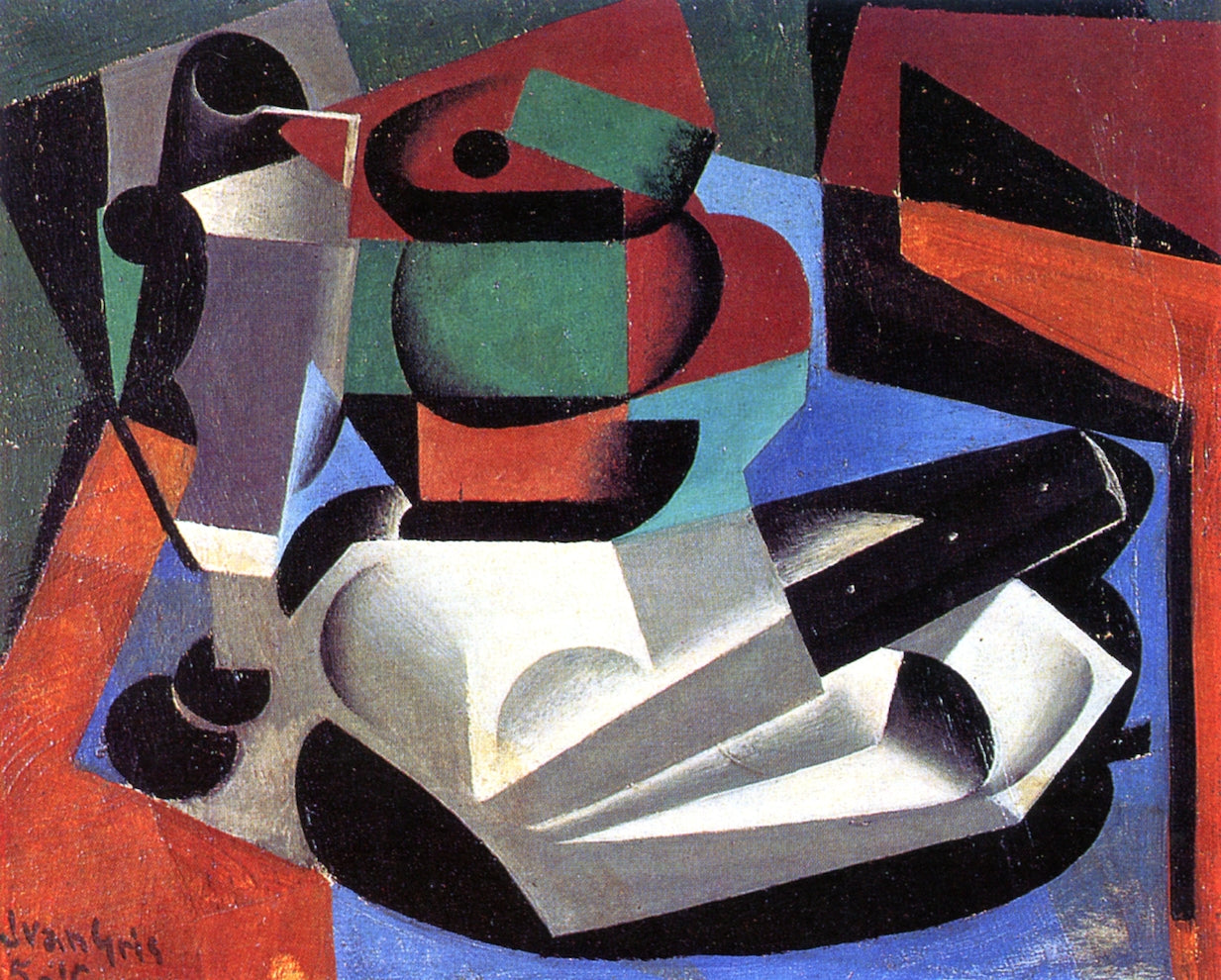 Bowl and Knife, vintage artwork by Juan Gris, 12x8" (A4) Poster