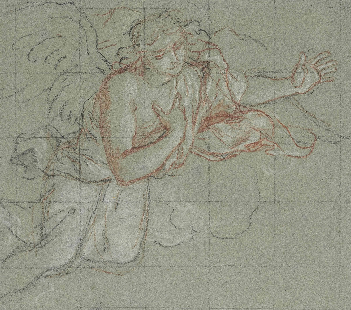 An Angel in the Clouds, vintage artwork by Antoine Coypel II, 12x8" (A4) Poster