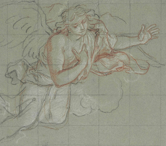 An Angel in the Clouds, vintage artwork by Antoine Coypel II, 12x8" (A4) Poster