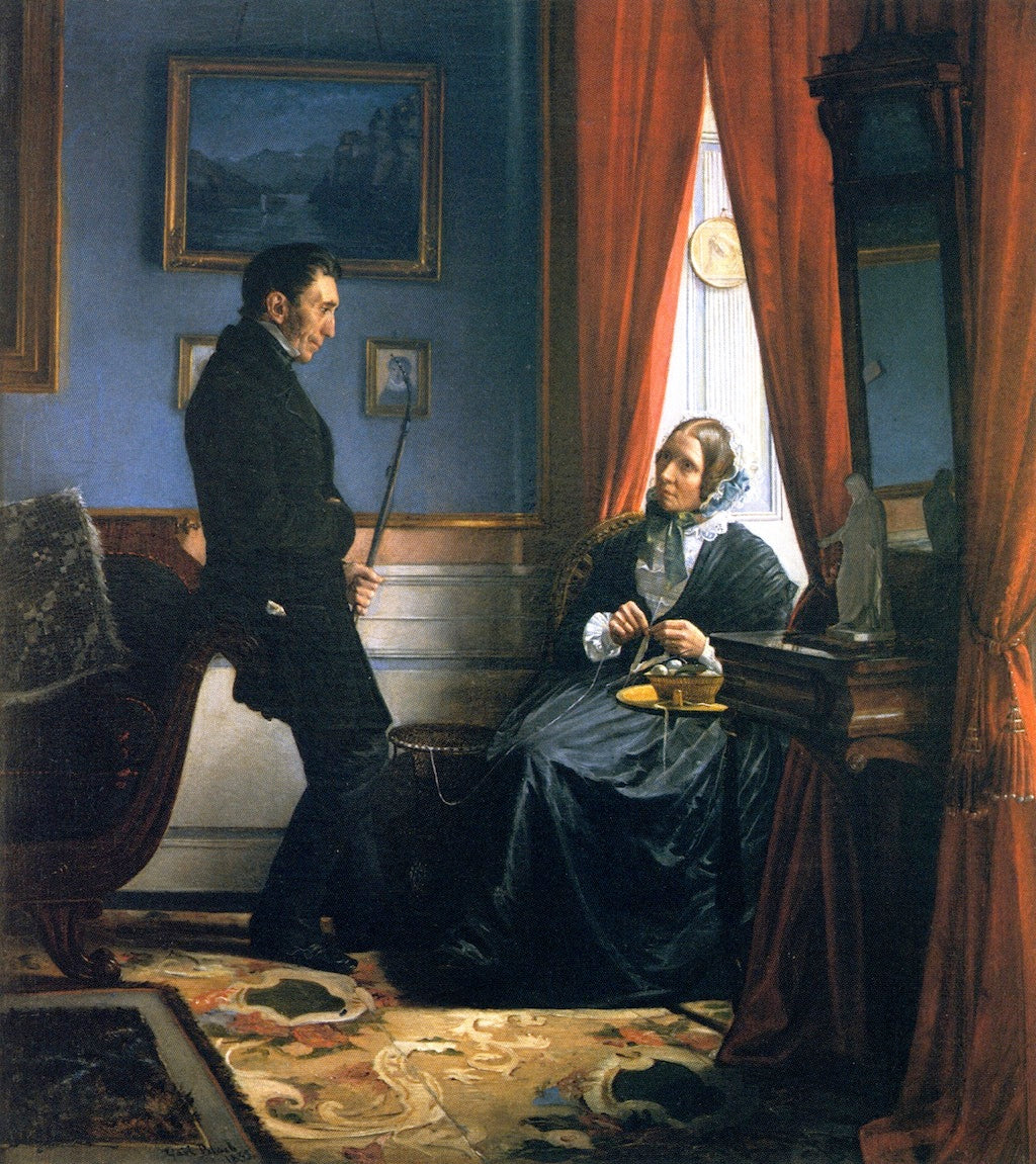 The Artist's Parents, Mr. and Mrs. Bloch in Their Sitting Room, vintage artwork by Carl Heinrich Bloch, 12x8" (A4) Poster