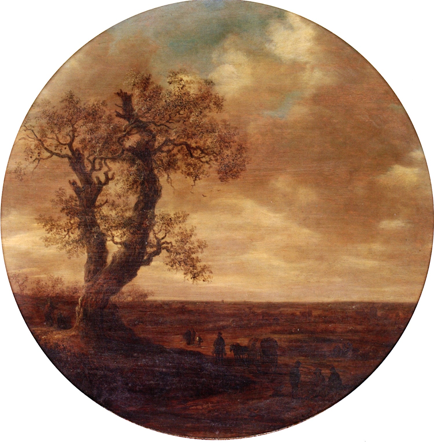 An Extensive Landscape with Travelers on a Path, a View of Arnhem beyond, vintage artwork by Jan van Goyen, 12x8" (A4) Poster