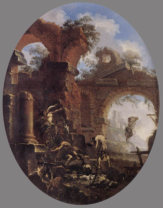 A Friar Tempted by  Demons, vintage artwork by Salvator Rosa, 12x8" (A4) Poster