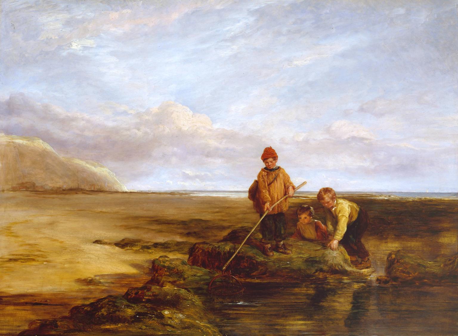 Prawn Fishing, vintage artwork by William Collins, A3 (16x12") Poster Print