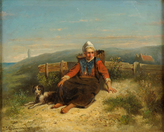 Waiting for the catch, vintage artwork by Jan Jacobus Matthijs Damschröder, 12x8" (A4) Poster