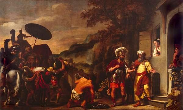 Elisha Refusing Gifts from Naaman, vintage artwork by Ferdinand Bol, 12x8" (A4) Poster