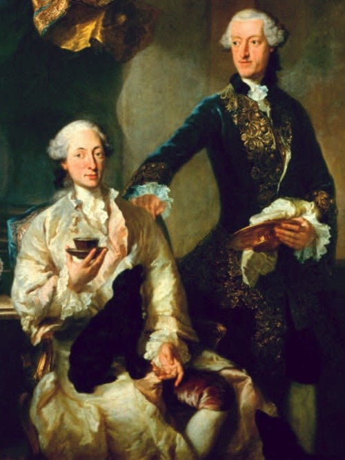 Portrait of Maximilian III Joseph, Elector of Bavaria, and Joseph Anton von Seeau, vintage artwork by Georg Desmarees, 12x8" (A4) Poster
