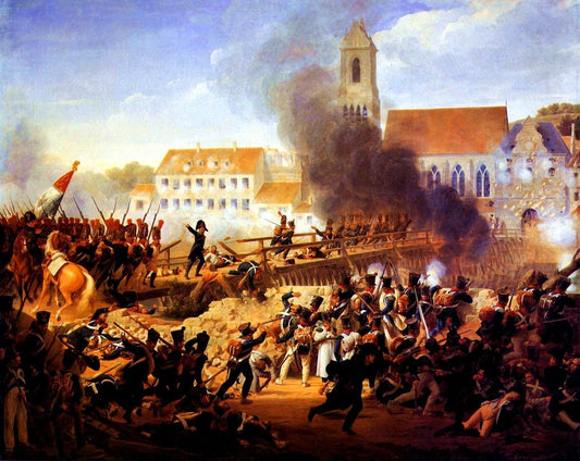 Crossing the bridge at Landshut, vintage artwork by Louis Hersent, 12x8" (A4) Poster
