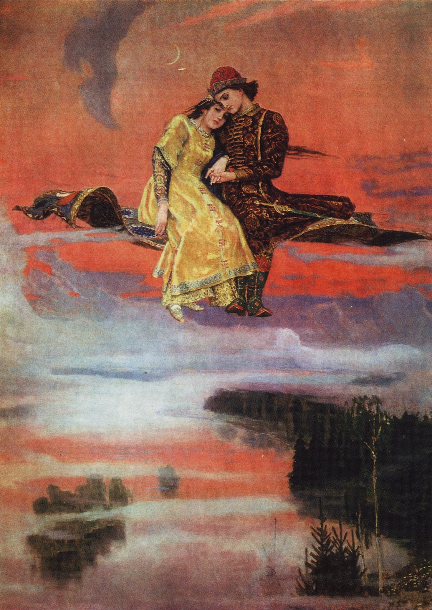 The Flying Carpet, vintage artwork by Viktor Mikhaylovich Vasnetsov, 12x8" (A4) Poster