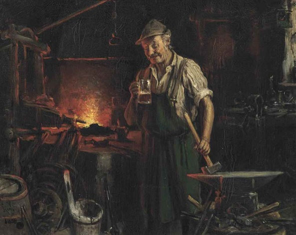 The Blacksmith, vintage artwork by Hermann Kern, 12x8" (A4) Poster