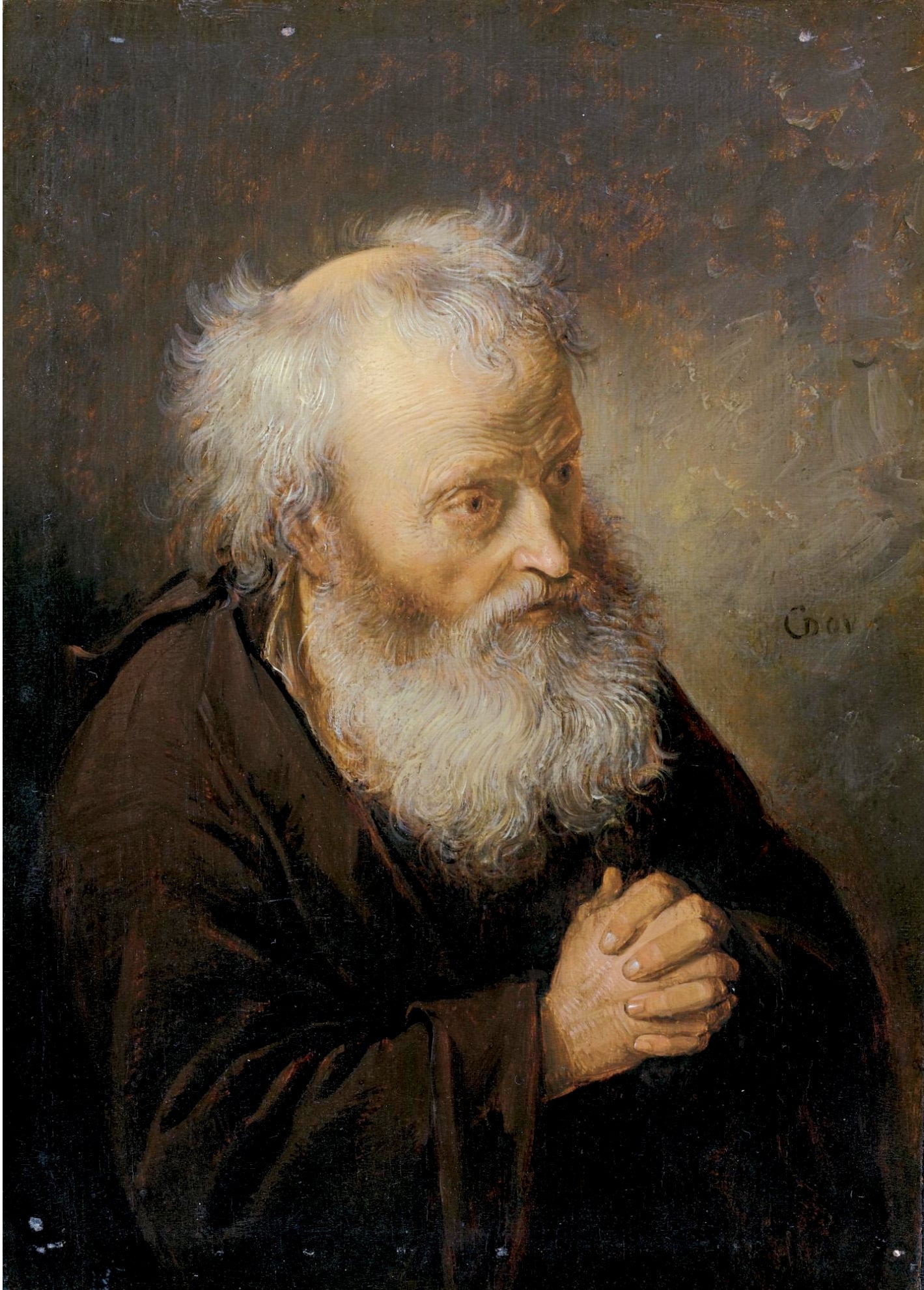 A Bearded Old Man, vintage artwork by Gerrit Dou, 12x8" (A4) Poster