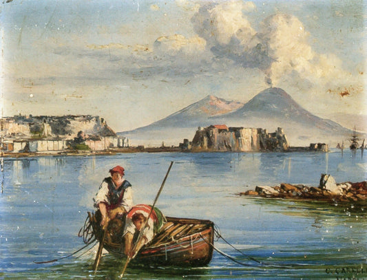 Fishermen in the Bay of Naples, vintage artwork by Gonsalvo Carelli, A3 (16x12") Poster Print