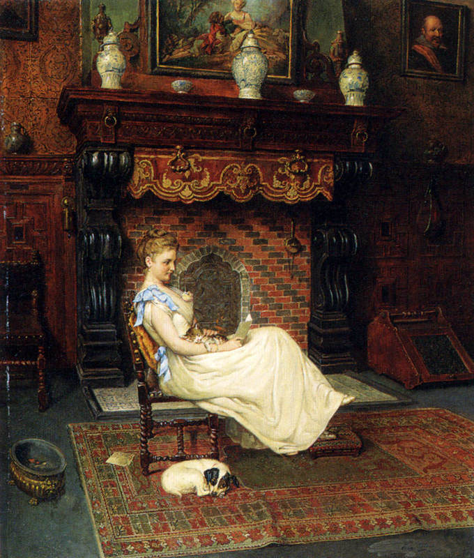 By The Fire by Eugene Siberdt,A3(16x12")Poster