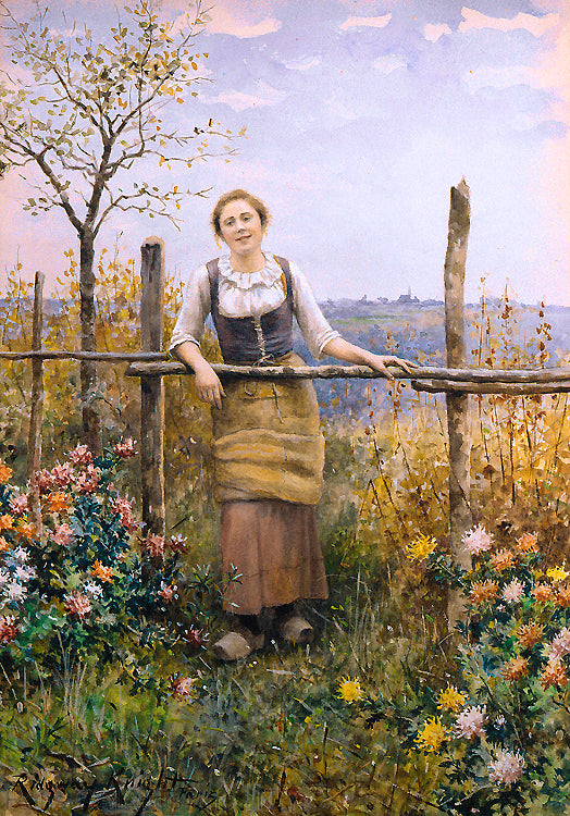 Afternoon Sun, Rolleboise, vintage artwork by Daniel Ridgway Knight, 12x8" (A4) Poster