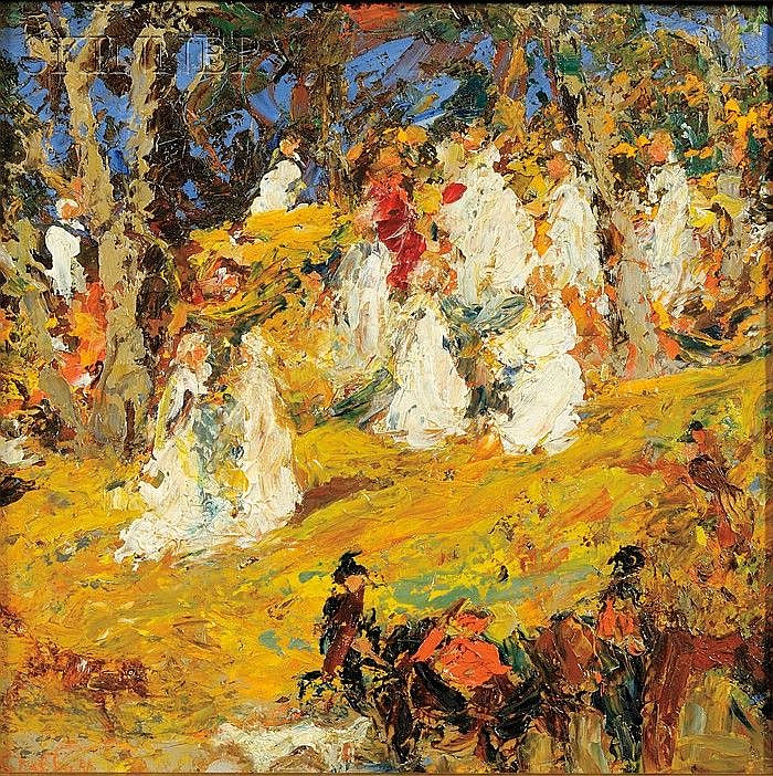 At the Wood, vintage artwork by William Baxter Palmer Closson, 12x8" (A4) Poster