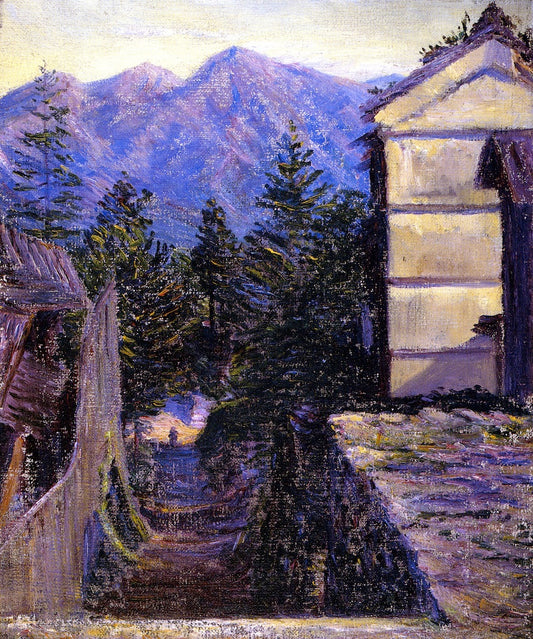 Mountain Village, Japan, vintage artwork by Lilla Cabot Perry, 12x8" (A4) Poster