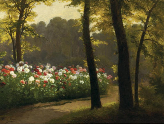 L'Allee fleurie, vintage artwork by Henri Biva, 12x8" (A4) Poster