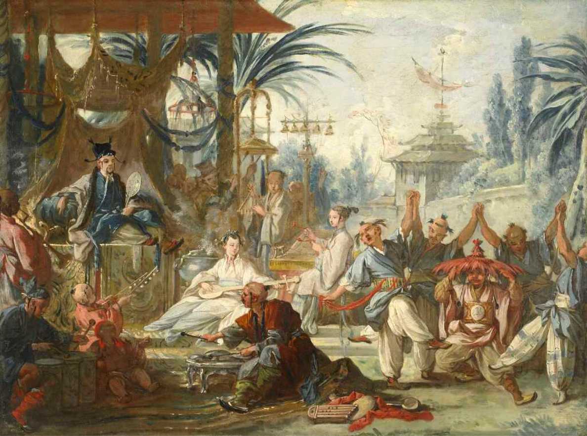 Chinese Dance, vintage artwork by François Boucher, 12x8" (A4) Poster