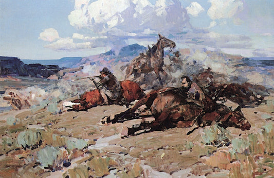 Thornburgh Battlefield, vintage artwork by Frank Tenney Johnson, 12x8" (A4) Poster