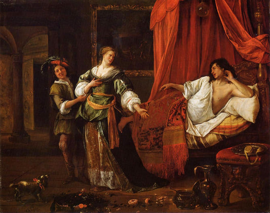 Amnon and Tamar, vintage artwork by Jan Havicksz. Steen, 12x8" (A4) Poster