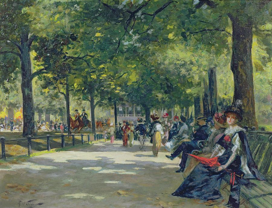 Elegant Figures, Rotten Row, Hyde Park, London, vintage artwork by Girolamo Pieri Pecci Ballati Nerli, 12x8" (A4) Poster