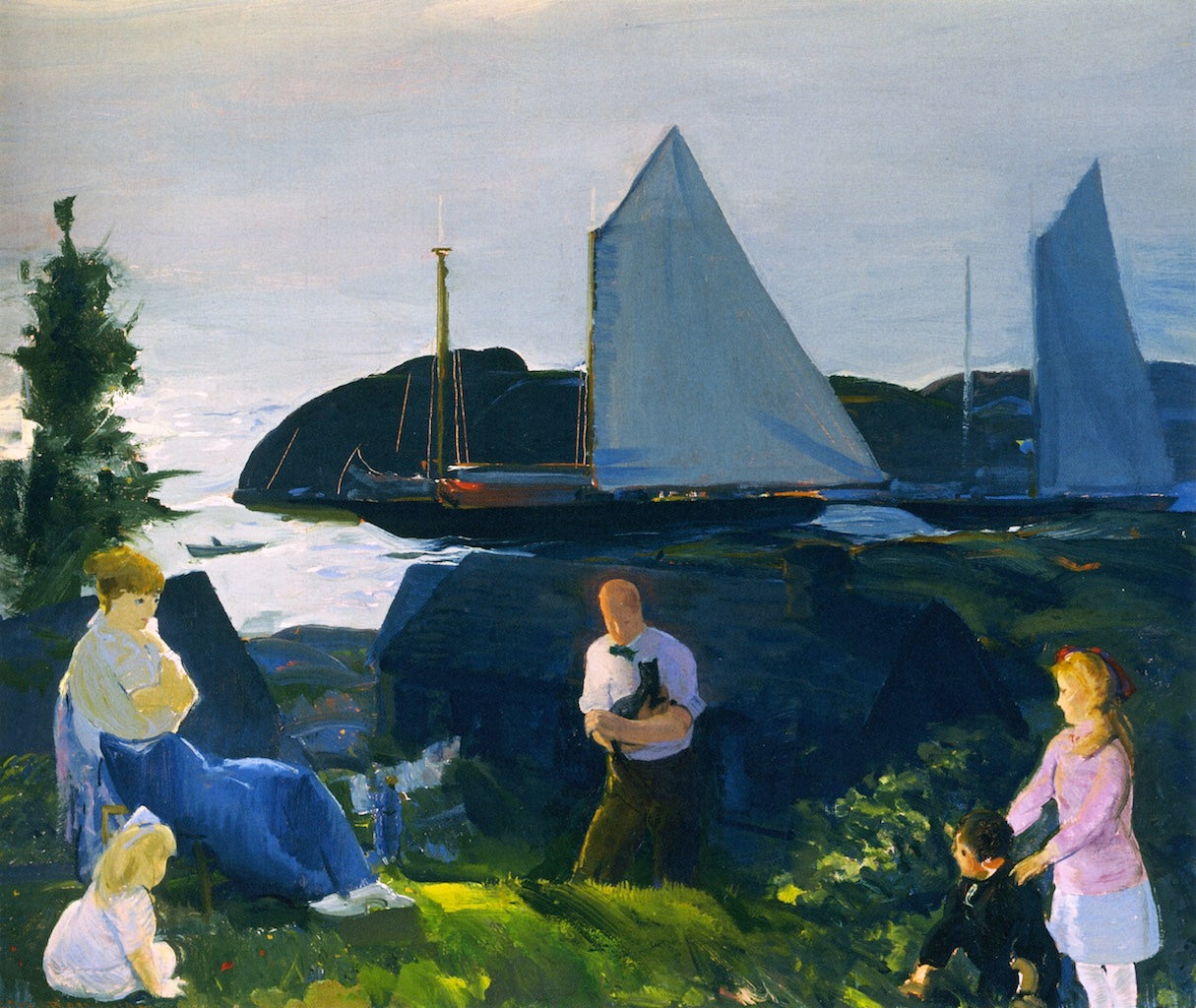 Evening Group, vintage artwork by George Wesley Bellows, 12x8" (A4) Poster