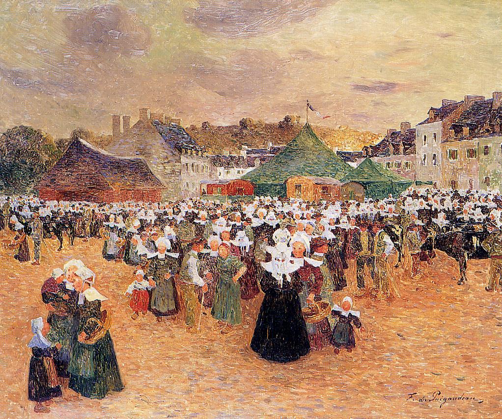 The Fair at Pont-Aven, vintage artwork by Ferdinand du Puigaudeau, 12x8" (A4) Poster