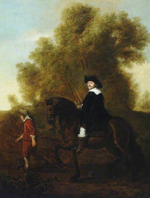 Man on Horseback with a Page, vintage artwork by Thomas de Keyser, 12x8" (A4) Poster