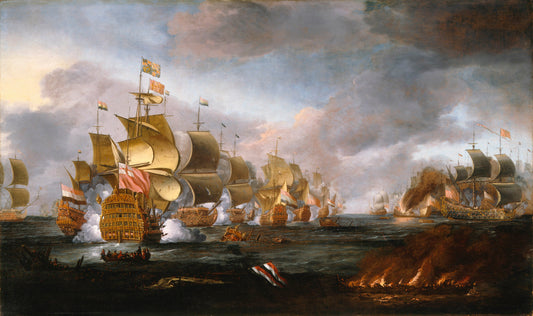The Battle of Lowestoft, vintage artwork by Adriaen van Diest, 12x8" (A4) Poster