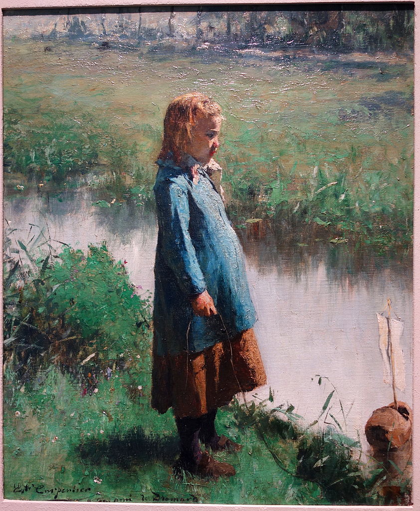 Child Playing, vintage artwork by Évariste Carpentier, 12x8" (A4) Poster