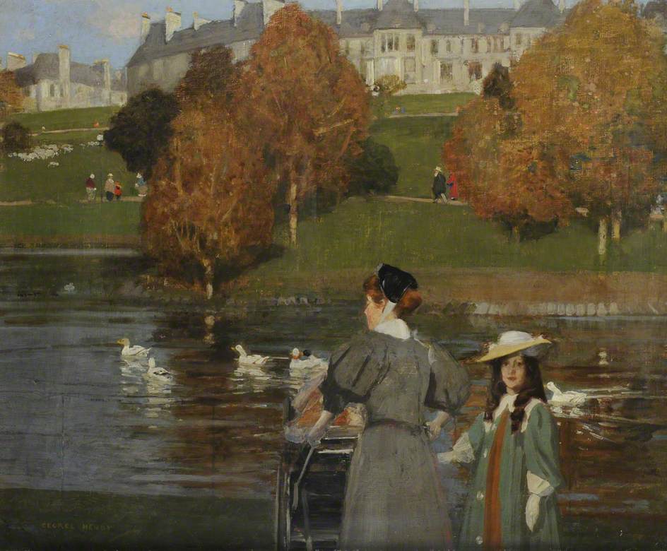 Nursemaid in Kelvingrove Park, vintage artwork by George Henry, R.A., R.S.A., R.S.W., 12x8" (A4) Poster