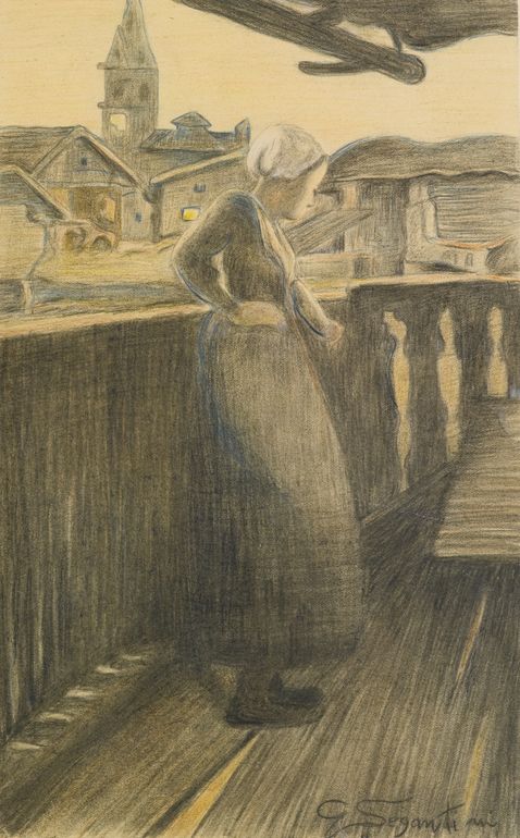 Sul balcone by Giovanni Segantini,A3(16x12")Poster