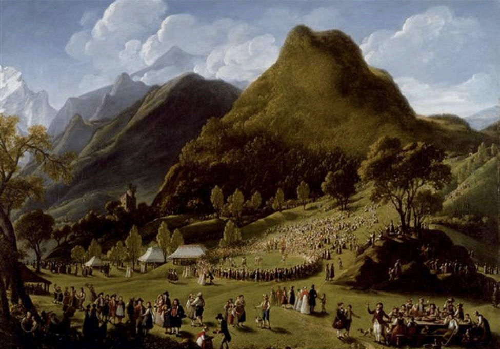 Alphirtenfest in Unspunnen, vintage artwork by Élisabeth Vigee-Lebrun, 12x8" (A4) Poster