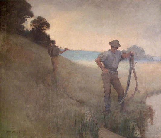 Dawn, Mowing, vintage artwork by Henry Strachey, 12x8" (A4) Poster